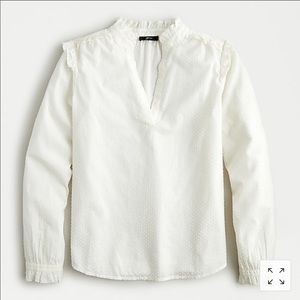 NWT JCrew Ruffle-trim V-neck popover in clip dot